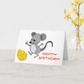 Muis met kaasverjaardag kaart (Gele Bloem)