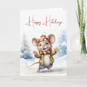 Muis met Kerst Kerstsneeuwvlokken Kaart