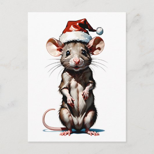 Muis met kerstmuts briefkaart (Voorkant)