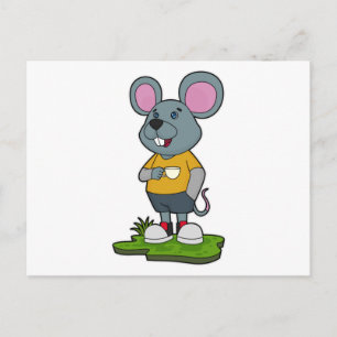 Muis met koffiekop briefkaart