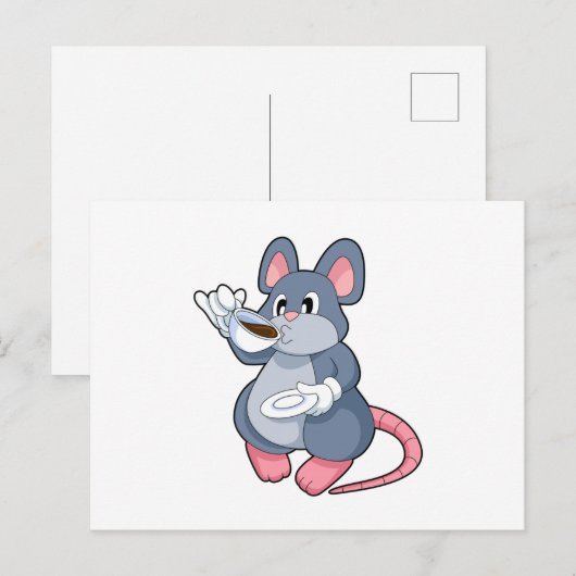 Muis met koffiekopje briefkaart (Voorkant / Achterkant)