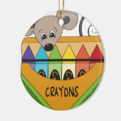 muis met krayons keramisch ornament (Links)