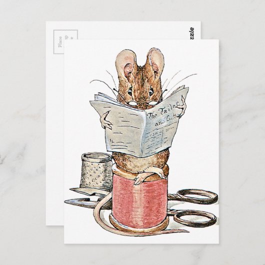 Muis met leerling op pool van thread briefkaart (Voorkant / Achterkant)