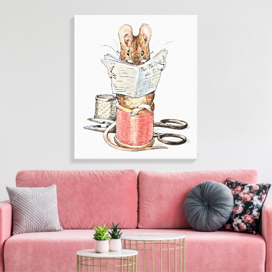 Muis met leerling op pool van thread canvas afdruk (Insitu (Woonkamer))