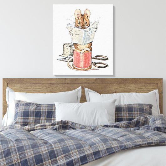 Muis met leerling op pool van thread canvas afdruk (Insitu (Slaapkamer))