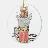 Muis met leerling op pool van thread keramisch ornament (Links)