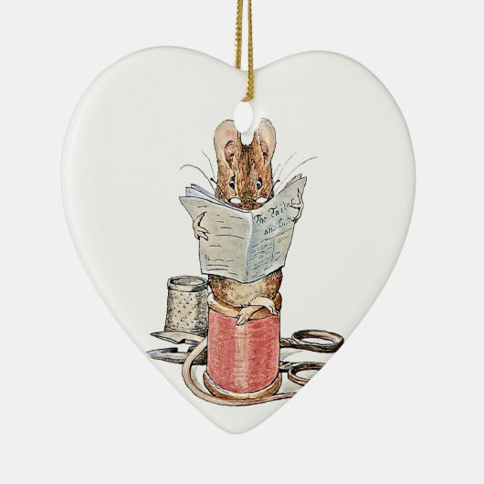 Muis met leerling op pool van thread keramisch ornament (Rechts)