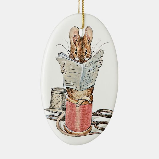 Muis met leerling op pool van thread keramisch ornament (Rechts)