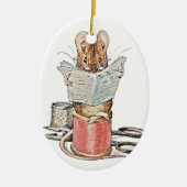 Muis met leerling op pool van thread keramisch ornament (Voorkant)