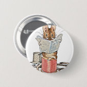 Muis met leerling op pool van thread ronde button 5,7 cm (Voorkant /achterkant)