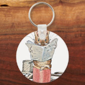 Muis met leerling op pool van thread sleutelhanger (Voorkant)