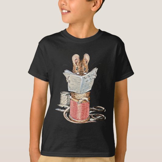 Muis met leerling op pool van thread t-shirt (Voorkant)