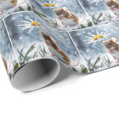 Muis met madeliefje in sneeuw cadeaupapier (Rol Hoek)