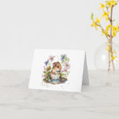 Muis met plas en bloemen BLANK Kaart (Gele Bloem)
