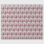 Muis met roze bloemen cadeaupapier (Vlak)