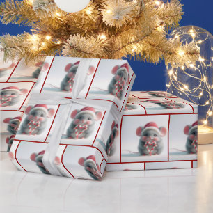 Muis met snoepriet hart cadeaupapier