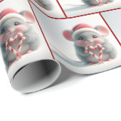 Muis met snoepriet hart cadeaupapier (Rol Hoek)