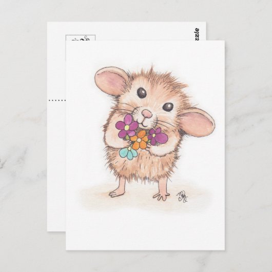 Muis met ventilator Bouquet Briefkaart (Voorkant / Achterkant)