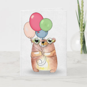 muis met verjaardagsballon bouquet kaart