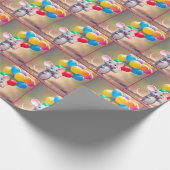 Muis met verjaardagsballonnen cadeaupapier (Hoek)