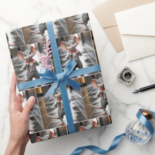 Muis met vlinderdas cadeaupapier