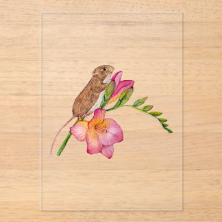 Muis met waterverf bloemendesign | Freesia Bloei Acryl Uitnodigingen