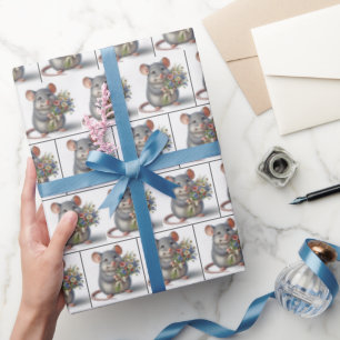 Muis met Wilflower boeket Cadeaupapier