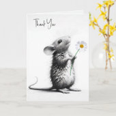 Muis met witte madeliefje kaart (Gele Bloem)