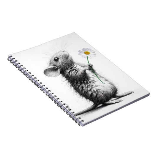 Muis met witte madeliefje notitieboek (Rechterzijde)