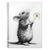 Muis met witte madeliefje notitieboek (Voorkant)