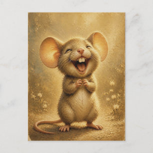 Muis met zoete lach Fijne Kunst Briefkaart