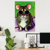 Muis met zonnebril | AI Art Poster (Thuiskantoor)