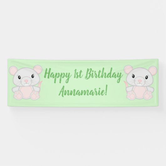 Muis Mice Birthday Party Green Spandoek (Horizontaal)