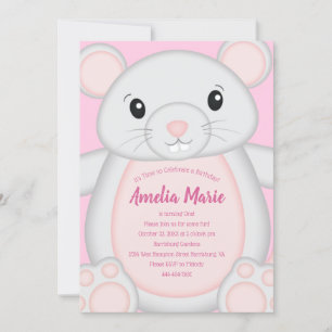 Muis Mice Birthday Party Pink Kaart