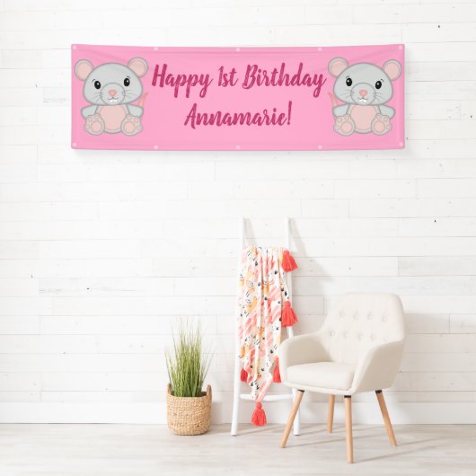 Muis Mice Birthday Party Pink Spandoek (Insitu)
