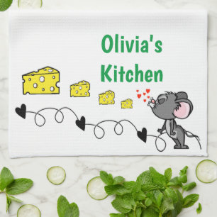 Muis Mice Cheese Hearts Kitchen Hand Towel Theedoek