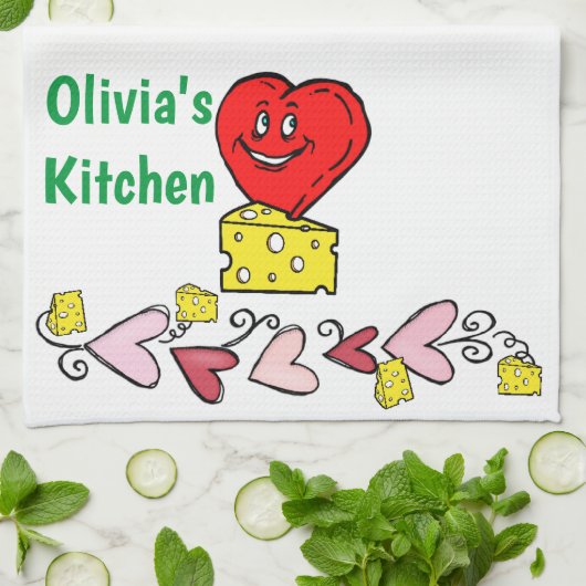 Muis Mice Cheese Red Hearts Kitchen Handdoeken (Gevouwen)