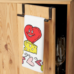Muis Mice Cheese Red Hearts Kitchen Handdoeken