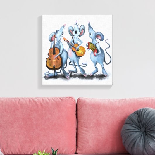 Muis Muzikale Band Grappige Canvas Print (Insitu (Woonkamer))