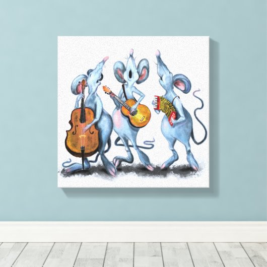Muis Muzikale Band Grappige Canvas Print (Insitu (Houten vloer))