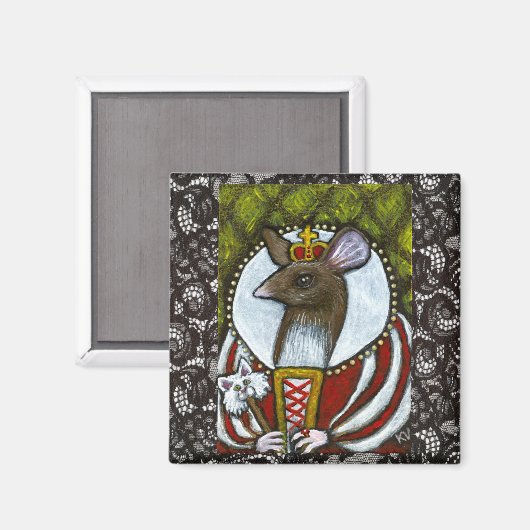Muis of Rat Koningin met kat Magneet (Voorkant / Achterkant)