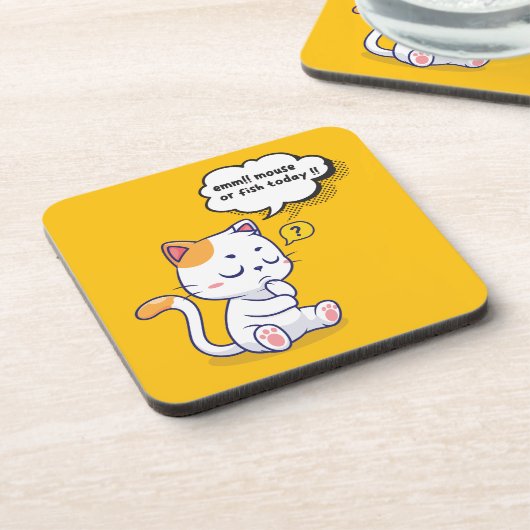 Muis of vis? – grappig huisdier – Deep Thinking Ca Bier Onderzetter (Linkerzijde)