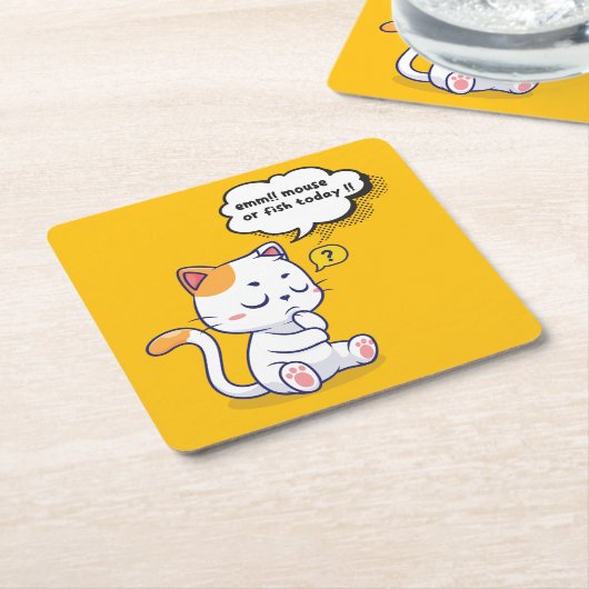 Muis of vis? – grappig huisdier – Deep Thinking Ca Kartonnen Onderzetters (Schuin)