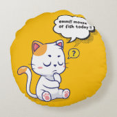 Muis of vis? – grappig huisdier – Deep Thinking Ca Rond Kussen (Achterkant)
