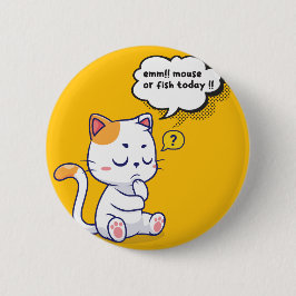 Muis of vis? – grappig huisdier – Deep Thinking Ca Ronde Button 5,7 Cm