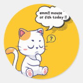 Muis of vis? – grappig huisdier – Deep Thinking Ca Ronde Sticker (Voorkant)