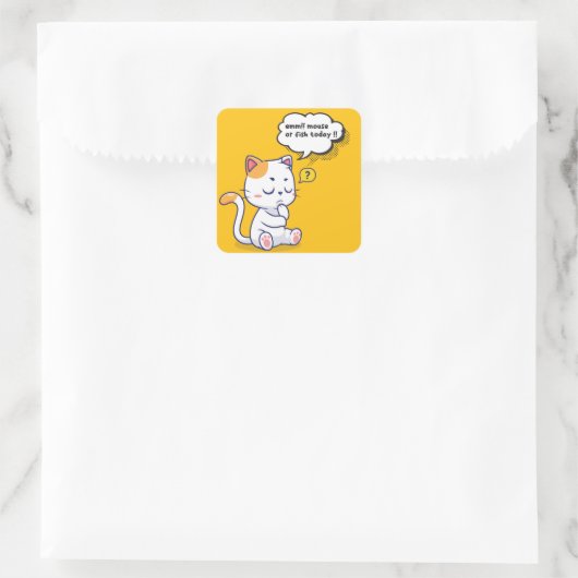 Muis of vis? – grappig huisdier – Deep Thinking Ca Vierkante Sticker (Tas)