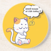 Muis of vis? – grappig huisdier – Deep Thinking Ca Zandsteen Onderzetter (Voorkant)