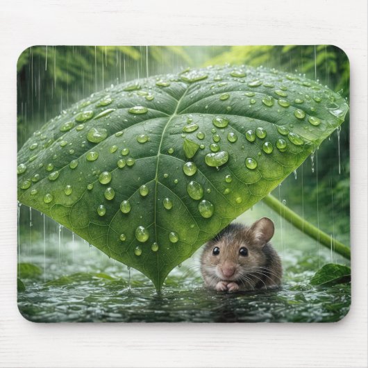 Muis onder een nat blad muismat (Voorkant)