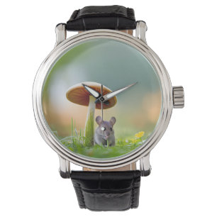 Muis onder een paddenstoel horloge